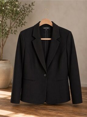 Kasper Black Tailored Single-Button Blazer Size S
